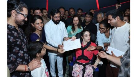 Om Creations Trust Students Honoured by Deputy CM of Maharashtra in Presence of Aamir Khan and Shaina NC