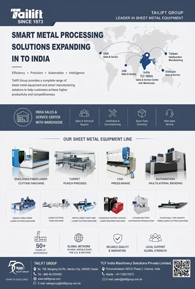 Tailift Group Introduces Intelligent Sheet Metal Processing Solutions to the Indian Market